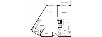 1 Bed 1 Bath Floor Plan at The Encore by Windsor, Georgia