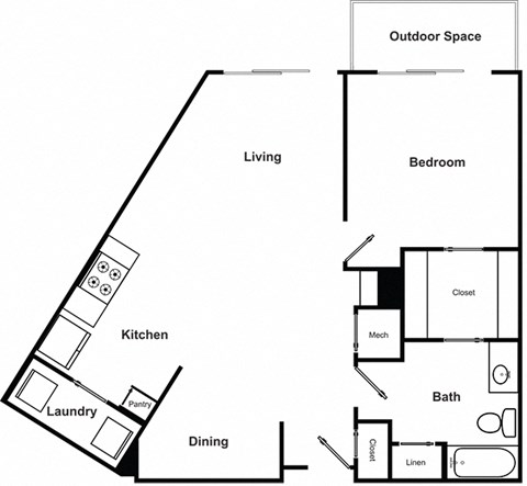 1 Bed 1 Bath Floor Plan at The Encore by Windsor, Georgia