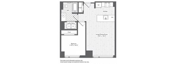 A5 1 Bed 1 Bath Floor Plan at Waterside Place by Windsor, Boston, Massachusetts