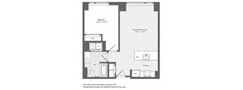 A6 1 Bed 1 Bath Floor Plan at Waterside Place by Windsor, Boston