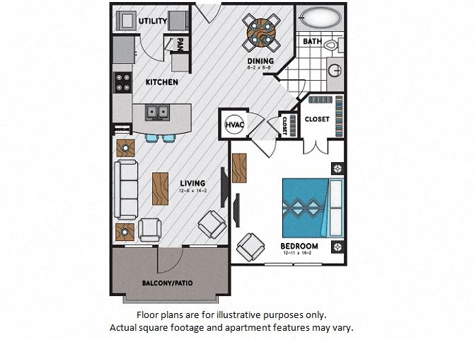A7 One Bedroom One Bath Floor Plan A7 One Bedroom One Bath Floor Plan at Windsor Chastain, 225 Franklin Rd NE, Atlanta