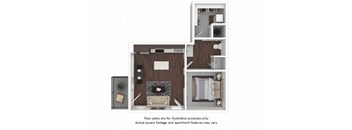 A8 3D disclaimer floor plan at The Casey, 2100 Delgany, 80202