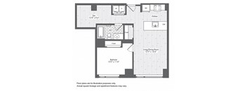 A9 1 Bed 1 Bath Floor Plan at Waterside Place by Windsor, Massachusetts