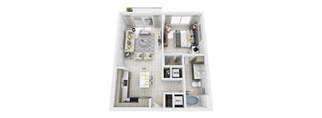 1 Bed 1 Bath Floor Plan at Windsor at Pembroke Gardens, Pembroke Pines, 33027