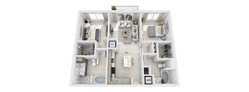 2 Bedroom 2 Bathroom Floor Plan at Windsor at Pembroke Gardens, Florida, 33027