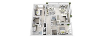2 Bed 2 Bath Floor Plan at Windsor at Pembroke Gardens, Pembroke Pines, FL