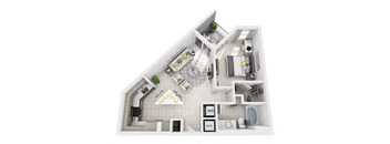 1 Bedroom 1 Bathroom Floor Plan at Windsor at Pembroke Gardens, Pembroke Pines, Florida