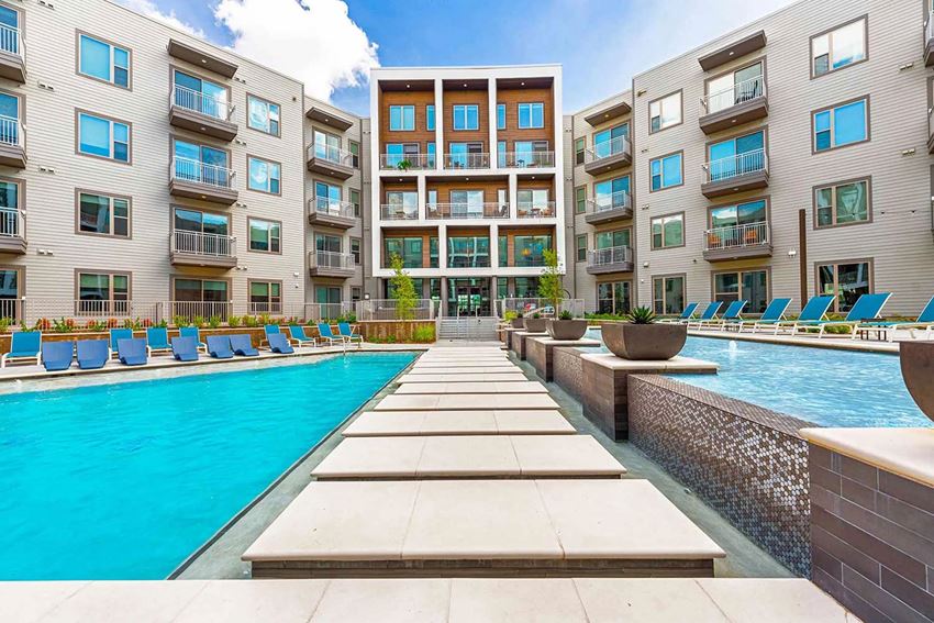 In pool lounge chairs In pool lounge chairs at Windsor Preston, 7950 Preston Road, 75024