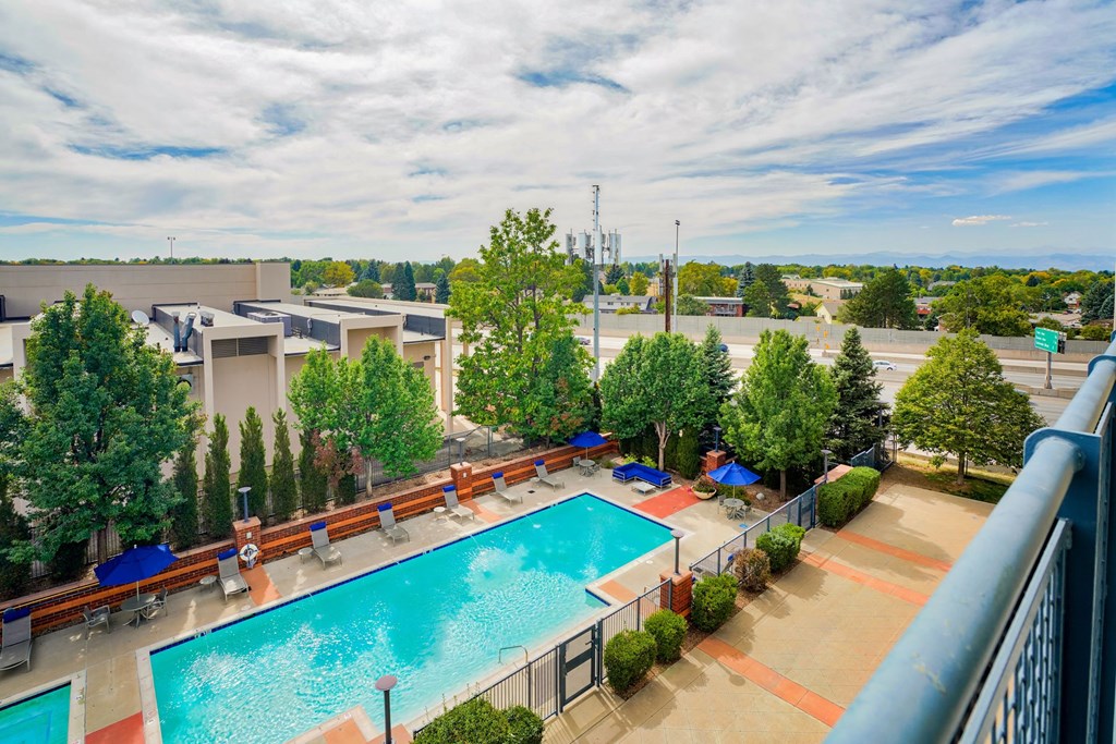 Resort style pool at The District, Denver, CO