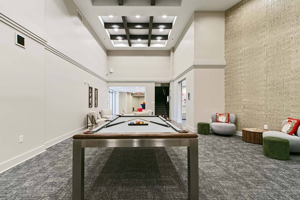 Game Room with Billiards Table at Windsor Brookhaven, Atlanta, Georgia