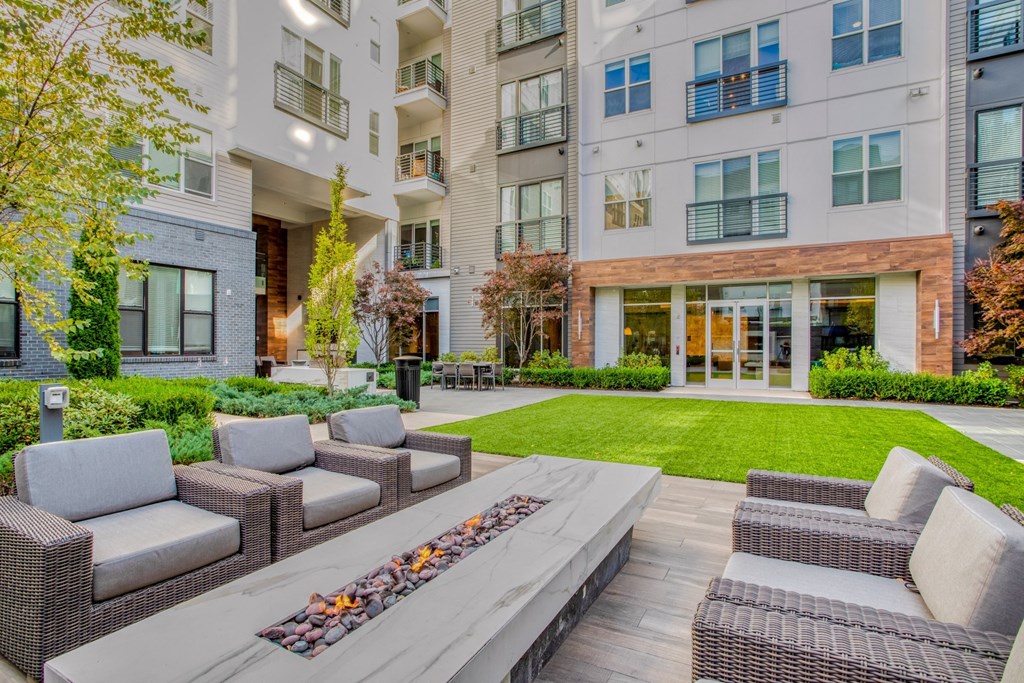 Outdoor fireplace at Windsor Mystic River