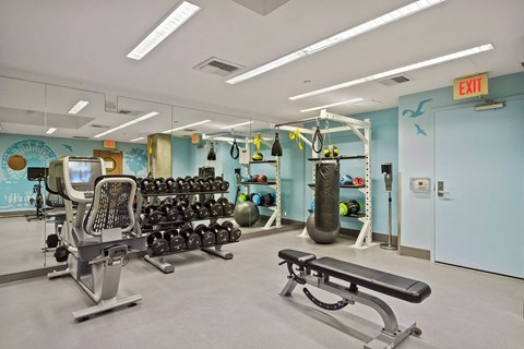 State of the art fitness center at Sea Castle by Windsor Santa Monica, CA
