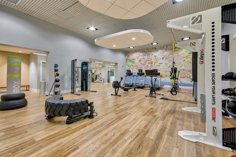 Fully equipped fitness center at Windsor Main Place