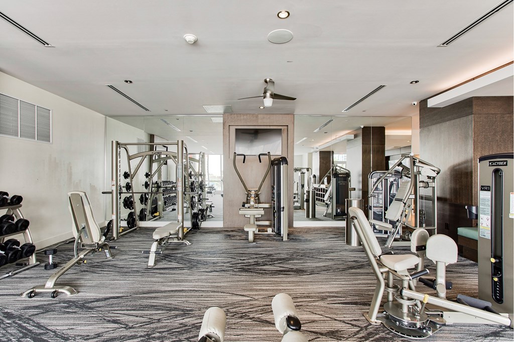Gym with Weights and Lifting Equipment at Amaray Las Olas by Windsor, 33301, FL