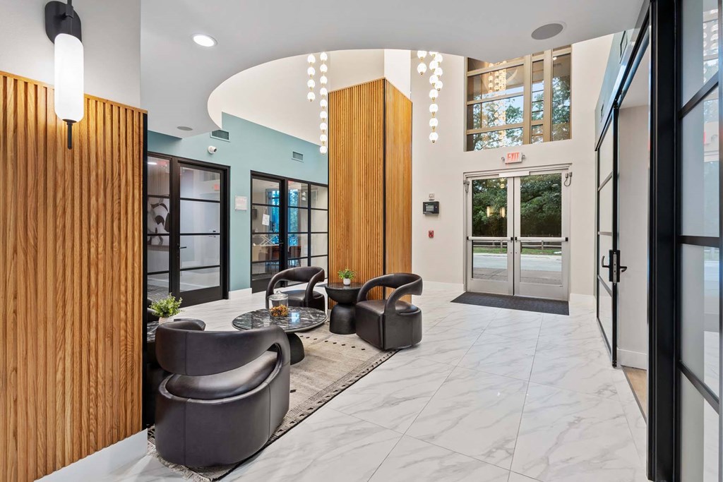 Modern lobby at Windsor on the Lake, 43 Rainey Street Austin, TX 78701