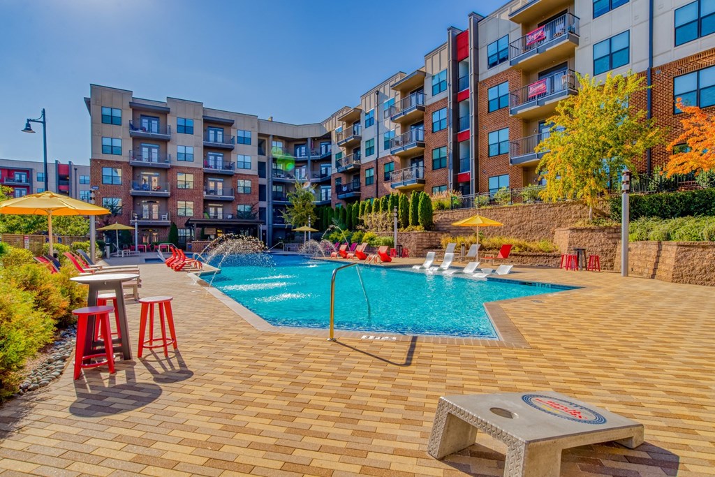 Pool Side Relaxing Area With Sundeck at Stadium Walk By Windsor, Georgia