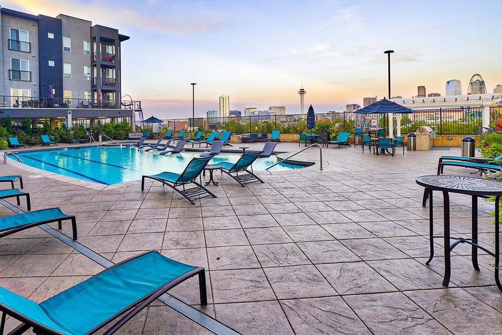 Pool deck with lounge chairs Pool deck with lounge chairs at Element 47 by Windsor, Denver, CO
