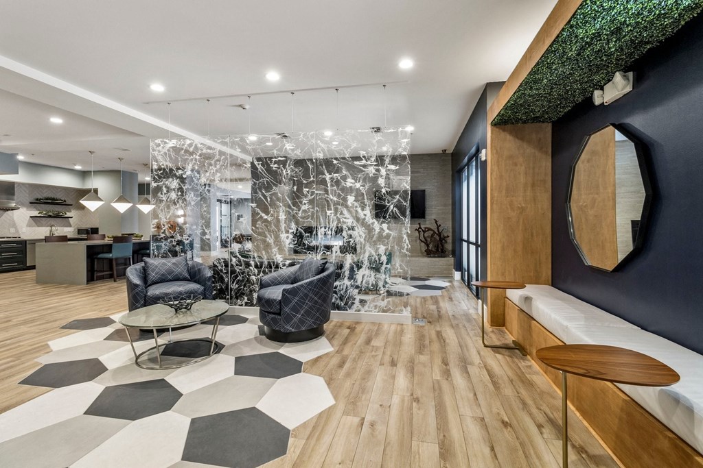 Comfortable resident lounge at The Manhattan Tower and Lofts, Denver, 80202.