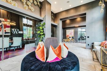 Modern seating in clubhouse at Windsor Shepherd, Houston, Texas