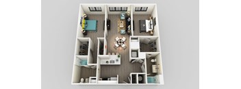 2 Bedroom 2 Bathroom Floor Plan at Edison on the Charles by Windsor, Waltham
