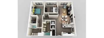 2 Bedroom 1 Bathroom Floor Plan at Edison on the Charles by Windsor, Massachusetts