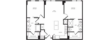 B1(3) floor plan at Windsor Turtle Creek, Dallas, TX