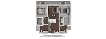 B1 2 3D disclaimer floor plan at The Casey, CO, 80202