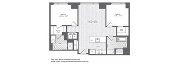 B1 2 Bed 2 Bath Floor Plan at Waterside Place by Windsor, Boston, 02210