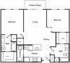 2 Bedroom 2 Bathroom Floor Plan 2 Bedroom 2 Bathroom Floor Plan at The Encore by Windsor, Atlanta, GA, 30339