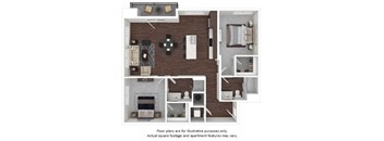 B3 1 3D disclaimer floor plan at The Casey, Colorado, 80202