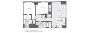B3 2 Bed 2 Bath Floor Plan at Waterside Place by Windsor, Boston