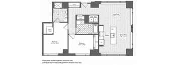 B5 2 Bed 2 Bath Floor Plan at Waterside Place by Windsor, Massachusetts, 02210