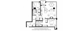 B8 North floor plan at The Bravern, WA, 98004