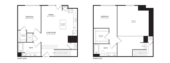 A floor plan of a two-story house with labeled rooms.