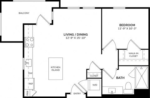 A black and white image of a floor plan for a home.