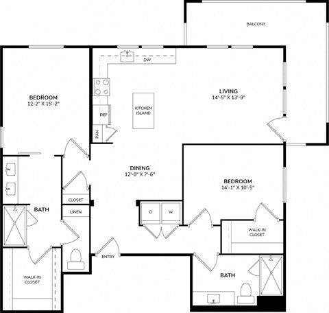 A black and white image of a house floor plan with a balcony.