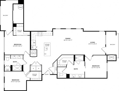 A black and white image of a floor plan for a house.