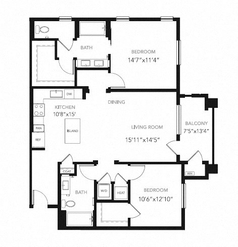 Floor Plan at Blu Harbor by Windsor, Redwood City, CA