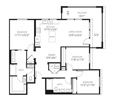 Floor Plan at Blu Harbor by Windsor, Redwood City, CA