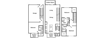 3 Bed 3 Bath Floor Plan at The Encore by Windsor, Atlanta, GA, 30339