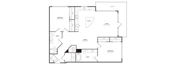 A black and white image of a floor plan for a home.