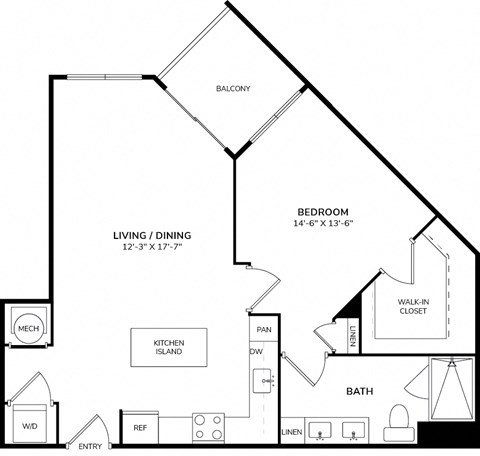 A black and white drawing of a house floor plan.