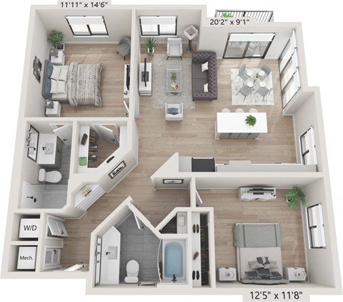 B3 Floor Plan at Centrico by Windsor, Doral, FL