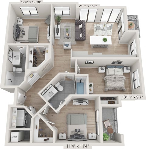 C1 Floor Plan at Centrico by Windsor, Doral, 33166