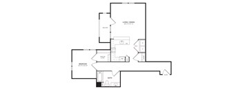 A black and white image of a floor plan for a home.