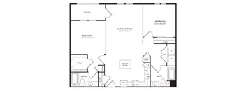 A black and white image of a house floor plan.