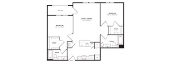 A black and white image of a floor plan for a home.