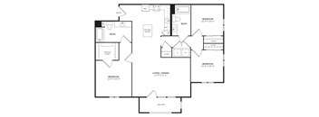 A black and white image of a house floor plan.