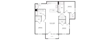 A black and white image of a house floor plan.