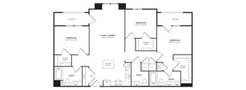 A black and white image of a floor plan for a house.